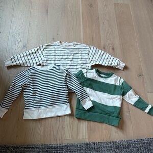 Crewcuts and Zara boys Sweatshirts - Green, Black, and Cream Stripes Size 6-7